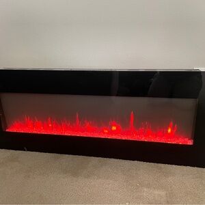 50 in. Wall-Mount 3 Changeable Color Electric Fireplace in Black